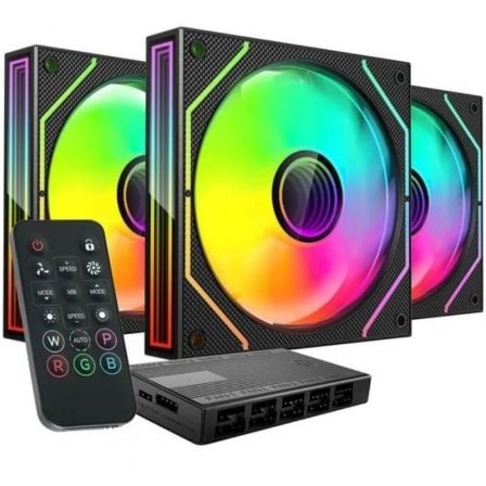 art_tac-ref20mf-3dprokit20bk_1 Pack 3 Ventiladores Mars Gaming MF-3DPROKIT/ 12cm + HUB + Mando a Distancia/ ARGB