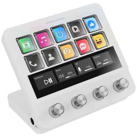 art_tac-stream20msd-pro20wh_1 Stream Deck Mars Gaming MSD-PRO/ 10 Teclas LCD + 4 Diales Personalizables/ Blanco