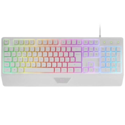Teclado Gaming SemiMecánico Mars Gaming MK124 Blanco - H-MECH, FRGB, Reposamuñecas