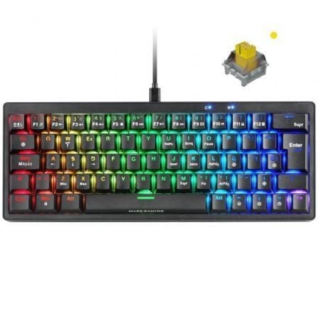 art_tac-tec20mkminiproyes20bk_1 Teclado Gaming Mecánico Mars Gaming MKMINIPRO/ Switch Amarillo