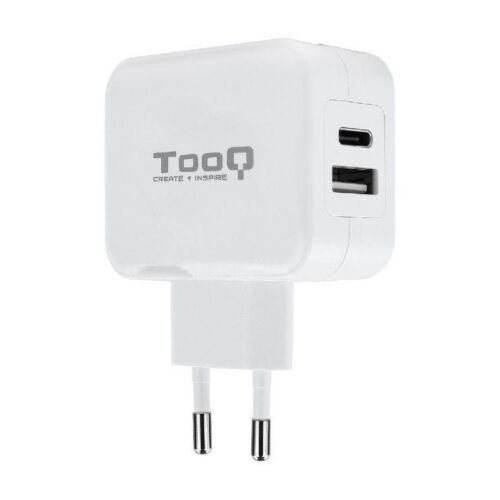 Cargador de Pared TooQ 27W - 1x USB-C + 1x USB-A - Blanco