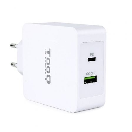 art_too-carga20tqwc-2sc03wt_1 Cargador de Pared TooQ TQWC-2SC03WT/ 1xUSB Tipo-C/ 1xUSB/ 48W