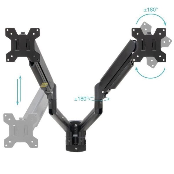 Soporte de Pared para 2 Monitores Giratorio e Inclinable - 10kg - TooQ LP1434TNR-B