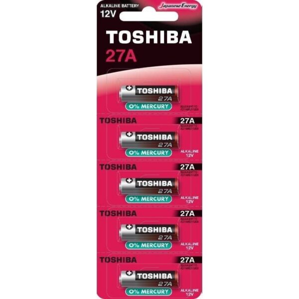 art_tos-pila2027a20bl5_1-1 Pack de 5 Pilas Alcalinas 12V Toshiba 27A - Alta Potencia y Durabilidad