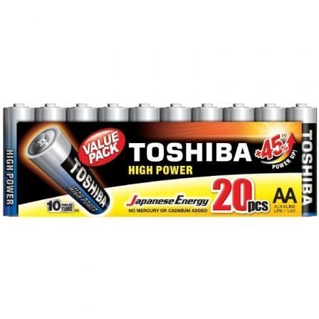 art_tos-pila20r6atpack20_1 Pack de 20 Pilas AA Toshiba High Power LR6/ 1.5V/ Alcalinas