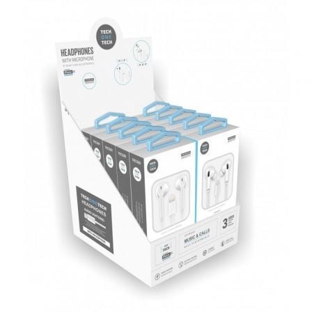 art_tot-aur20expositor20tec1203_1 Expositor de Auriculares Tech One Tech earTECH TEC1203/ con Micrófono/ Lightning/ Incluye 10 Auriculares Blancos