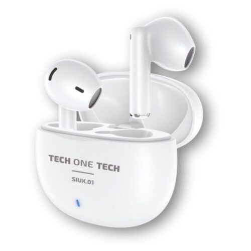 Auriculares Bluetooth Tech One TEC1401 - 20h Autonomía + Estuche de Carga - Blanco