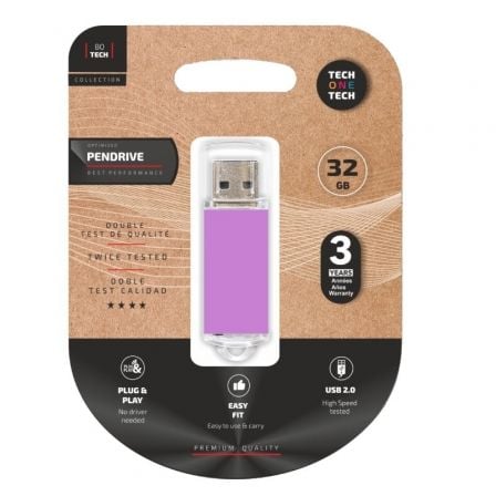art_tot-basic20lpur2032gb_1 Pendrive 32GB Tech One Tech Basic USB 2.0/ Purpura Claro