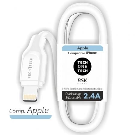 art_tot-cab20tec2902_1 Cable USB 2.0 Lightning Tech One Tech TEC2902/ Lightning Macho - USB Macho/ 1m/ Blanco
