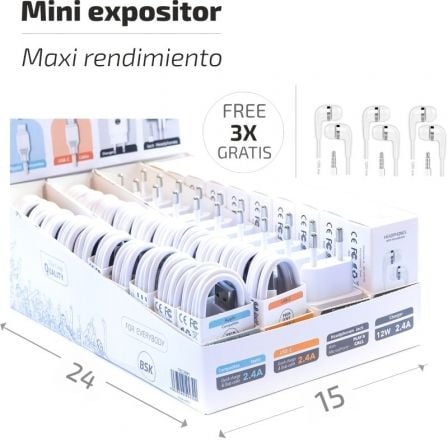 art_tot-expositor20bsk20tec2991_1 Expositor BSK Tech One TEC2991/ Incluye 10 Cargadores, 20 Cables BASIK y 10 Auriculares