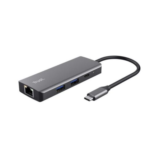 art_tru-adp20dalyx_1-1 Docking USB Tipo-C Trust Dalyx/ 2xUSB/ 2xUSB Tipo-C/ 1xHDMI 4K/ 1xRJ45/ Gris