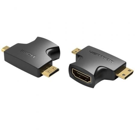 art_ven-adp20agfb0_1 Adaptador HDMI 2 en 1 Vention AGFB0/ HDMI Hembra - Micro HDMI Macho - Mini HDMI Macho