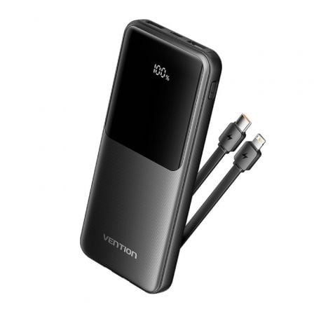 art_ven-bat20fhob0_1 Powerbank 10000mAh Vention FHOB0/ 22.5W/ Negra/ Incluye Cable USB TIpo-C y Lightning