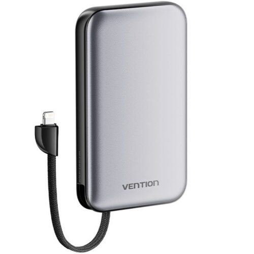 art_ven-bat20i12ia_1-1 Powerbank 10000mAh Vention I12IA - 20W, Negro - Incluye Cables USB-C y Lightning