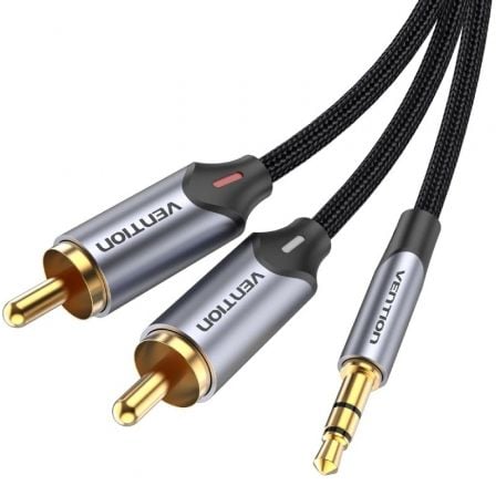 art_ven-cab20bcnbg_1 Cable Audio Vention BCNBG/ 2x RCA Macho - Jack 3.5 Macho/ 1.5m/ Gris