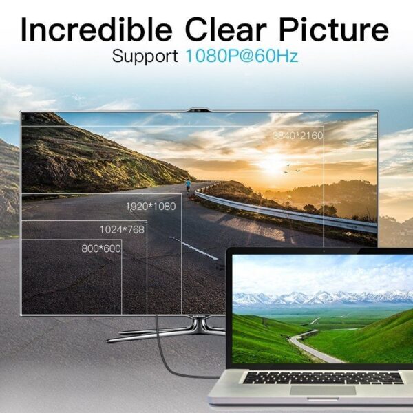 Cable Adaptador Mini DisplayPort a HDMI 2m - 1080P@60Hz - Enchapado en Oro