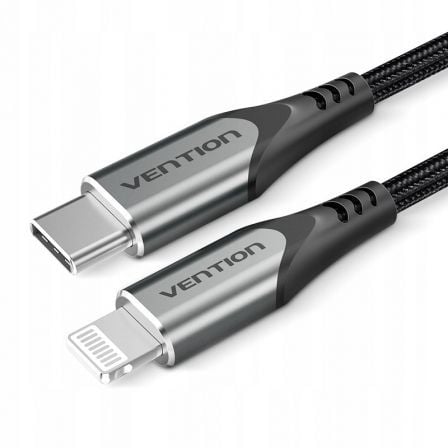 art_ven-cab20tachf_1 Cable USB 2.0 Tipo-C Lightning Vention TACHF/ USB Tipo-C Macho - Lightning Macho/ Hasta 27W/ 480Mbps/ 1m/ Gris
