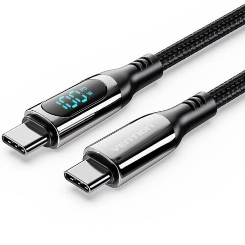 art_ven-cab20taybav_1-1 Cable USB 2.0 Tipo-C 5A 100W Vention TAYBAV/ USB Tipo-C Macho - USB Tipo-C Macho/ Hasta 100W/ 480Mbps/ 1.2m/ con Pantalla LED/ Negro