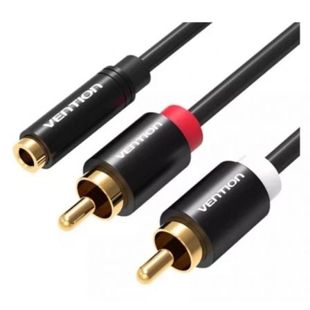 art_ven-cab20vab-r01-b100_1 Cable Estéreo Vention VAB-R01-B100/ Jack 3.5 Hembra - 2x RCA Macho/ 1m/ Negro