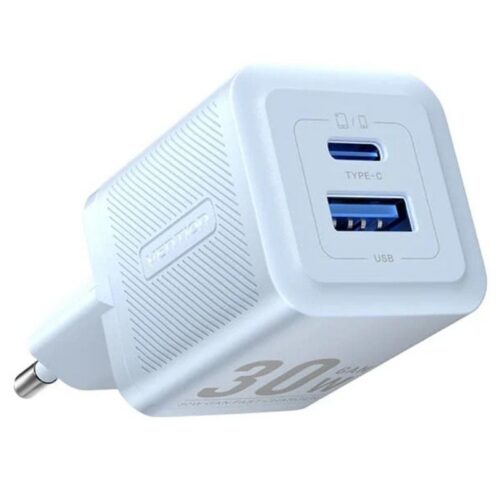 art_ven-carga20feql0-eu_1-1 Cargador GaN Vention 30W Dual USB-C y USB-A - Rápido y Compacto