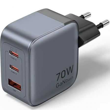 art_ven-carga20fexh0-eu_1 Cargador de Pared GaN Vention FEXH0-EU/ 2xUSB Tipo-C/ 1xUSB/ 70W