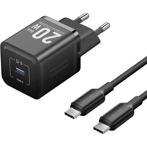 art_ven-carga20tz-fepb0-eu-01_1-1 Cargador de Pared GaN Vention TZ-FEPB0-EU-01/ 1xUSB Tipo-C + Cable USB Tipo-C/ 20W