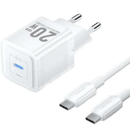 art_ven-carga20tz-fepw0-eu-01_1 Cargador de Pared GaN Vention TZ-FEPW0-EU-01/ 1xUSB Tipo-C + Cable USB Tipo-C/ 20W