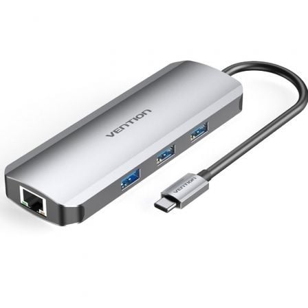 art_ven-dock20tokhb_1 Docking USB Tipo-C Vention TOKHB/ 1xHDMI 4K/ 3xUSB/ 1xUSB Tipo-C PD/ 1xRJ45/ 1xLector Tarjetas SD y MicroSD/ Gris