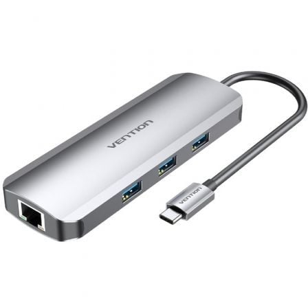 art_ven-dock20tolhb_1 Docking USB Tipo-C Vention TOLHB/ 1xHDMI 4K/ 3xUSB/ 1xUSB Tipo-C PD/ 1xRJ45/ 1xLector Tarjetas SD/ 1x MicroSD/ Jack 3.5/ Gris