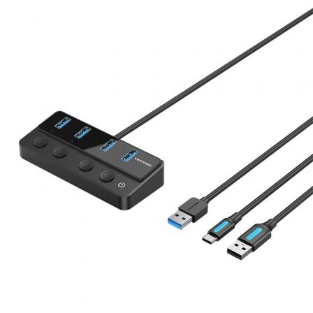 art_ven-hub20chwbf_1 Hub USB 3.0 Vention CHWBF/ 4xUSB/ 1xUSB Tipo-C PD/ Incluye cable Carga USB Macho - USB Tipo-C Macho