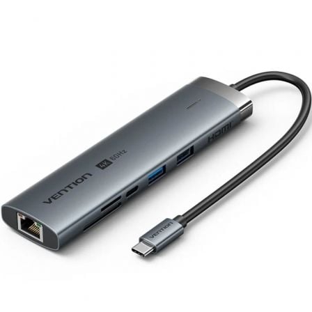 art_ven-hub20tgvhb_1 Hub USB Tipo-C 3.2 Vention TGVHB/ 2xUSB/ 1xUSB Tipo-C PD/ 1xUSB Tipo-C/ 1xRJ45/ 1xLector de Tarjetas/ 1xJack 3.5mm/ 1xHDMI/ 15cm
