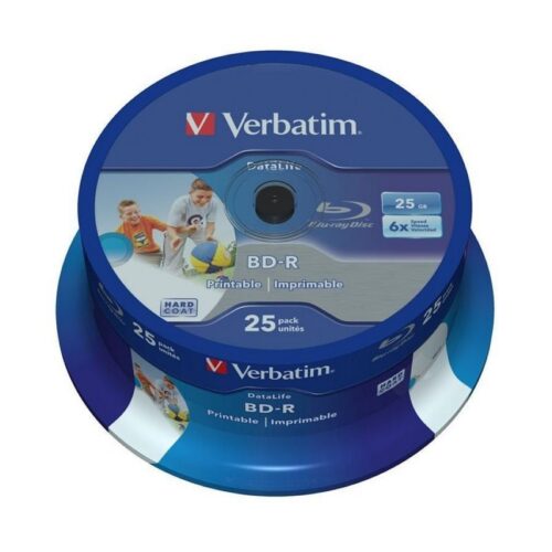 Discos Blu-ray Verbatim BD-R 25GB, 6X, Imprimibles - Pack de 25