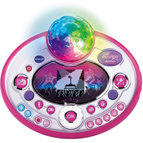 Micrófono Karaoke VTech Kidi SuperStar LightShow - Rosa, 9 en 1 con Efectos de Luz y Grabadora