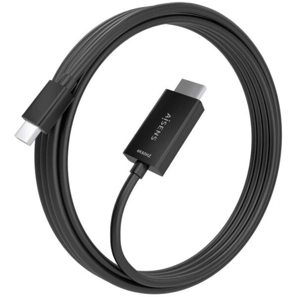 Cable Conversor Aisens A125-0889/ Mini DisplayPort Macho - HDMI 4K Macho/ 3m/ Negro