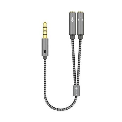 art_ais-adp20jack20a128-0415_1 Cable Estéreo Aisens A128-0415/ Jack 3.5 Macho - 2x Jack 3.5 Hembra/ 25cm/ Gris
