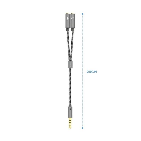 art_ais-adp20jack20a128-0415_2 Cable Estéreo Aisens A128-0415/ Jack 3.5 Macho - 2x Jack 3.5 Hembra/ 25cm/ Gris