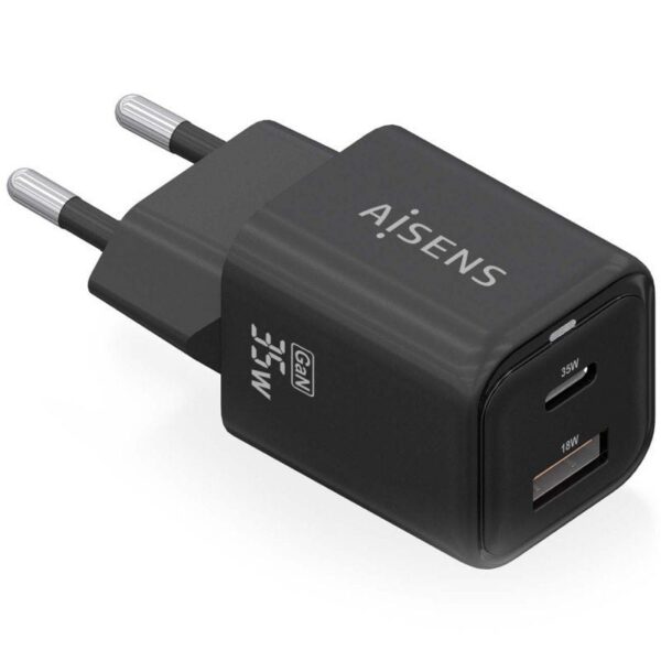 art_ais-carga20asch-35w2p025-bk_1 Cargador de Pared GaN Aisens ASCH-35W2P025-BK/ 1xUSB Tipo-C/ 1xUSB/ 35W