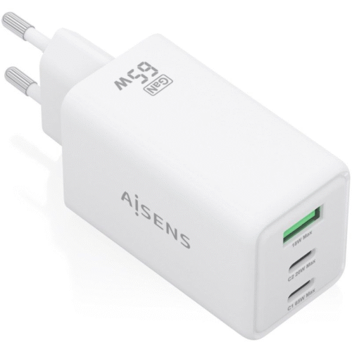 art_ais-carga20asch-65w3p072-w_1 Cargador de Pared GaN Aisens ASCH-65W3P072-W/ 2xUSB Tipo-C/ 1xUSB/ 65W/ Blanco