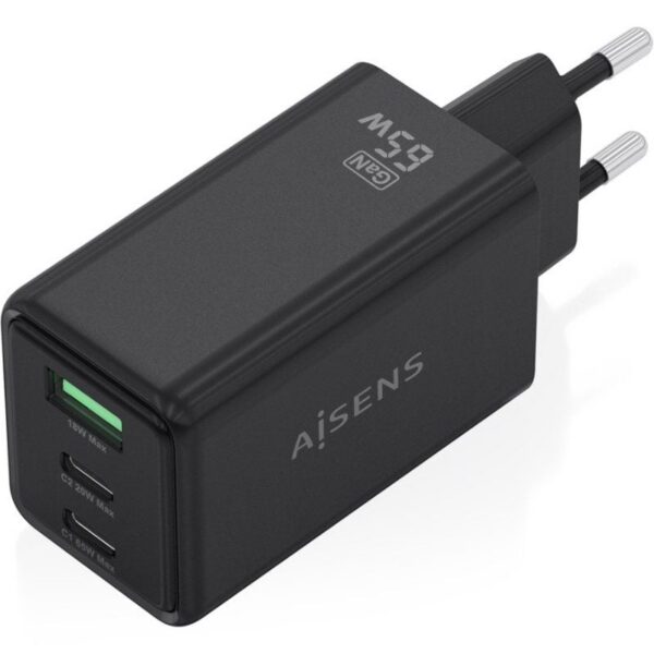art_ais-carga20asch-65w3p073-bk_2 Cargador de Pared GaN Aisens ASCH-65W3P073-BK/ 2xUSB Tipo-C/ 1xUSB/ 65W/ Negro