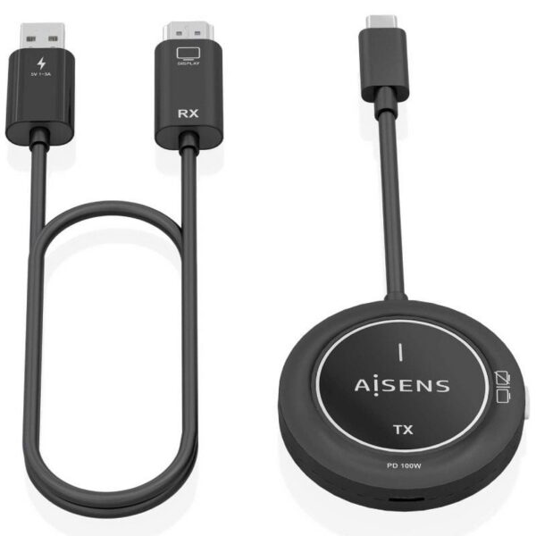 art_ais-trans20aswl-h2kc30m004-bk_1 Adaptador/Transmisor de vídeo inalámbrico USB Tipo-C - HDMI Aisens ASWL-H2KC30M004-BK/ 100W