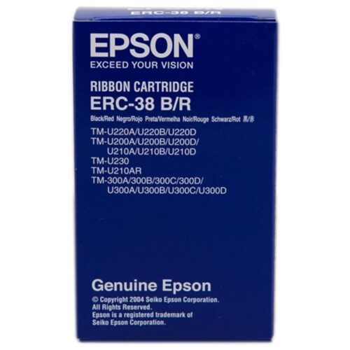 Cinta Nylon Epson ERC-38 Negro/Rojo - Compatible con Impresoras TM-U220, TM-U200 y TM-300