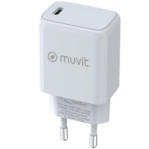 Cargador de Pared Muvit For Change 20W USB-C - Reciclable y Ecológico
