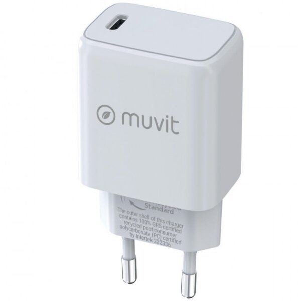 Cargador de Pared Muvit For Change 20W USB-C - Reciclable y Ecológico
