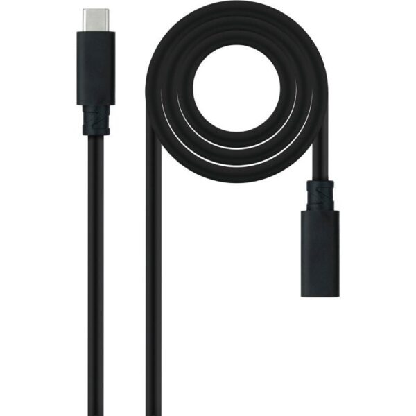 Cable Alargador USB Tipo-C 3.2 Nanocable 10.01.4502/ USB Tipo-C Macho - USB Tipo-C Hembra/ 2m/ Negro