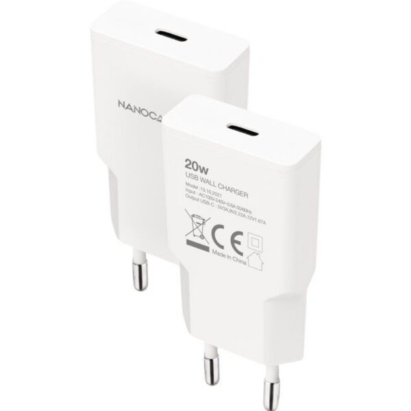 art_nan-carga20102010202021_2 Cargador de Pared Nanocable USB-C 20W - Blanco - Rápido y Eficiente
