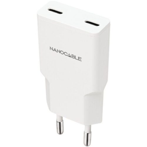 art_nan-carga20102010202023_1 Cargador de Pared Nanocable 2xUSB-C 20W - Blanco