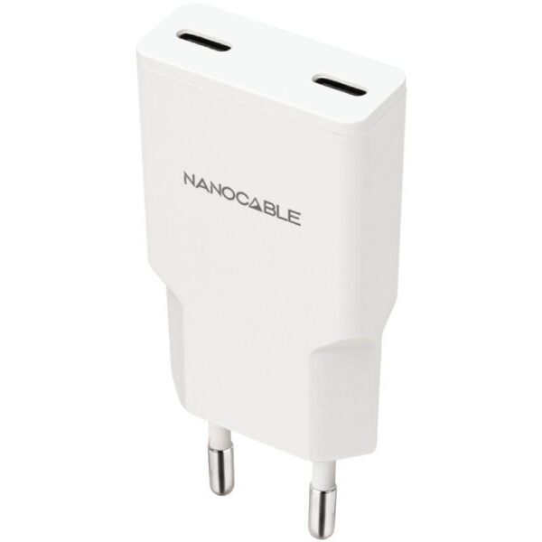 art_nan-carga20102010202023_1 Cargador de Pared Nanocable 2xUSB-C 20W - Blanco