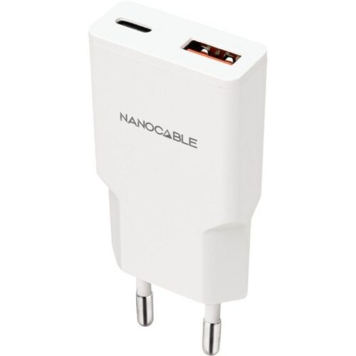 art_nan-carga20102010202025_1 Cargador de Pared Nanocable 25W USB-C PD + USB-A QC - Blanco
