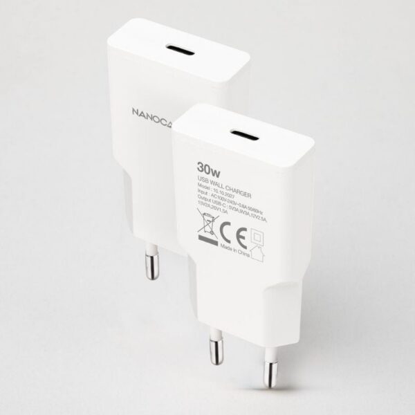 art_nan-carga20102010202027_2 Cargador de Pared Nanocable 30W USB-C/PD - Blanco - Rápido y Compacto