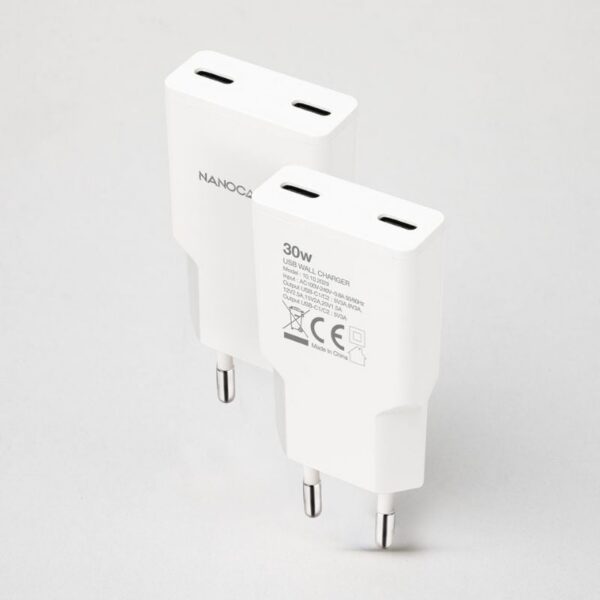 art_nan-carga20102010202029_2 Cargador de Pared Nanocable 30W 2xUSB-C - Blanco